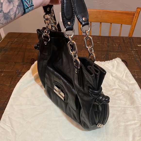 Coach Madison black leather shoulder bag, silver hardware, Tiffany blue lining - Picture 6 of 7